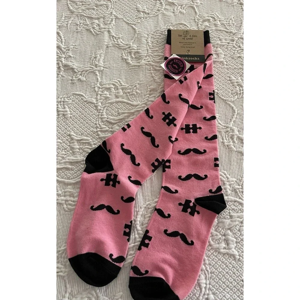 The Earth Is Full Of Good Pink Socks #PinkSocks Mustache And Puzzle Piece